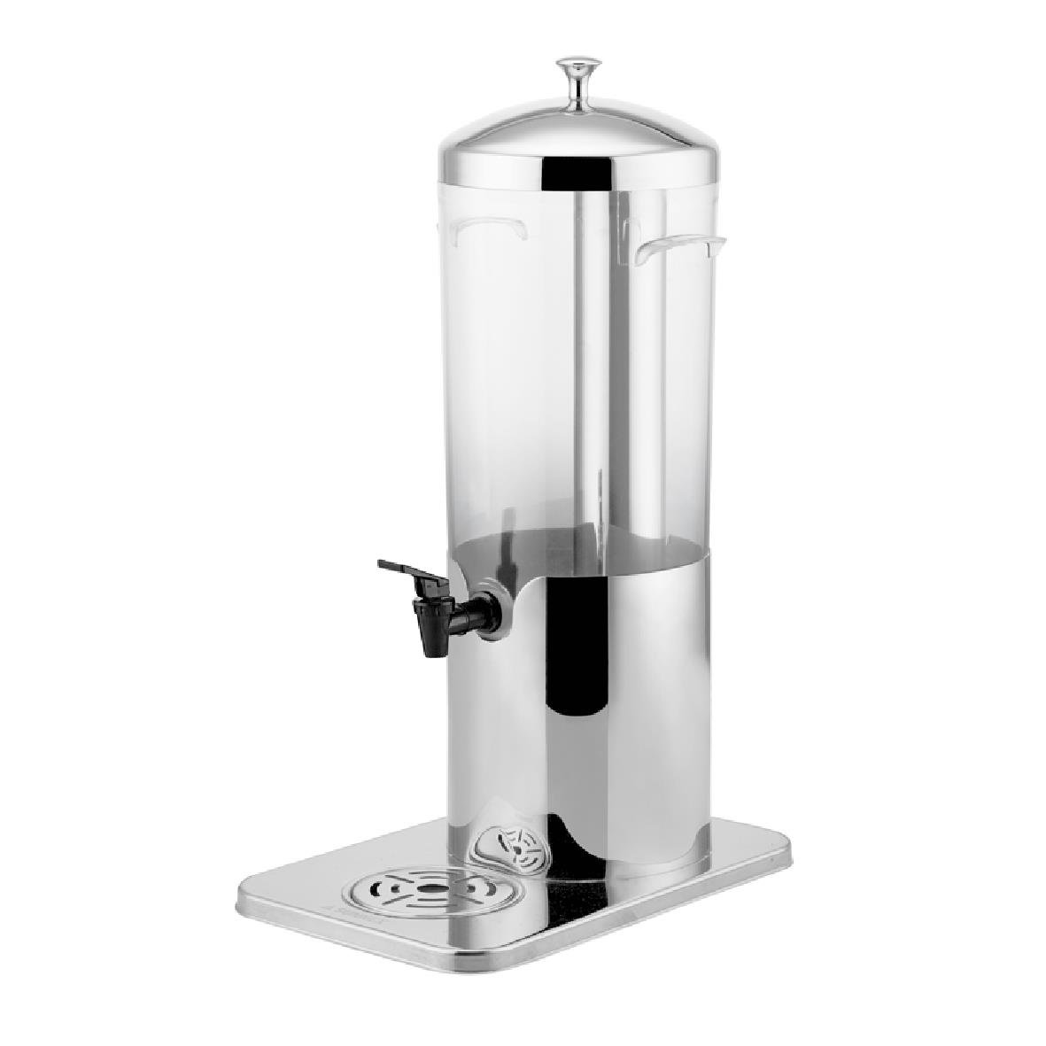 Dispenser för juice, 5L, i rostfritt stål med tappkran och plats för glas
