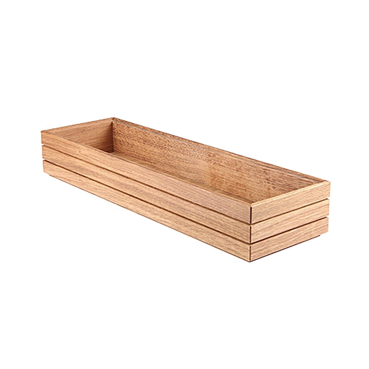 Staplingsbar låda i ek med dimensionerna 163x85x530mm för GN 2/4