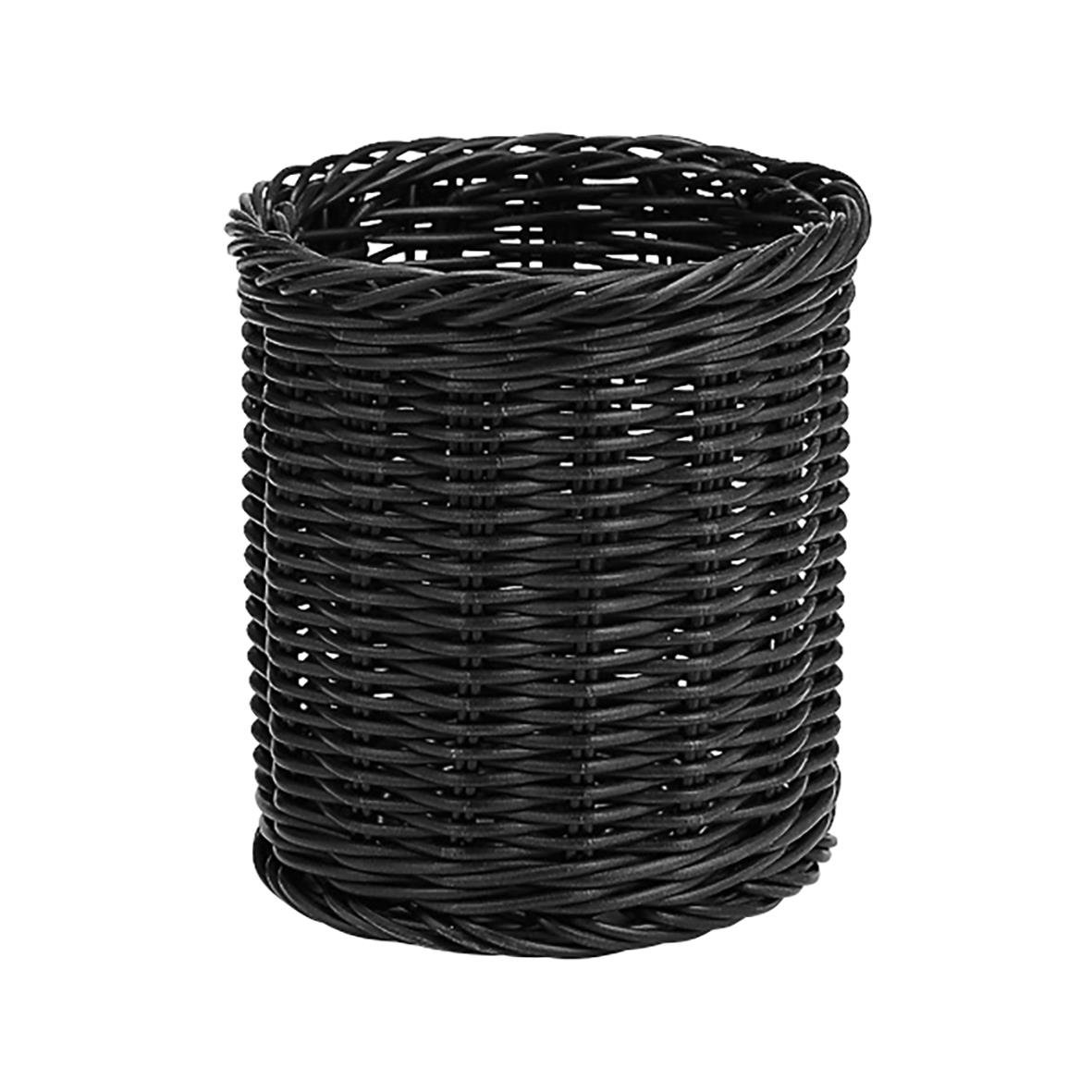 Svart bestickkorg i plast med diameter 15 cm och höjd 15 cm