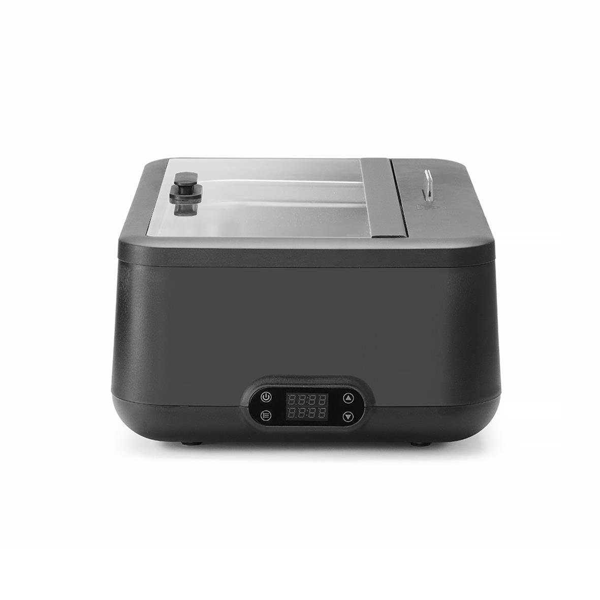 Svart chafing dish Hendi Hedi Uniq med digital kontroll och lock, mått 607x402x245mm