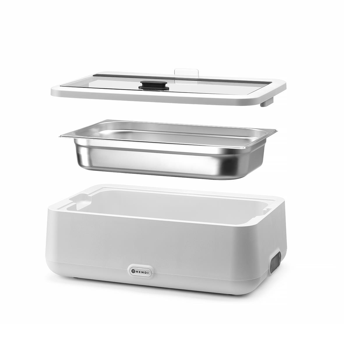 Chafing dish Hendi Hedi Uniq svart med lock och värmeplatta, mått 607x402x245mm