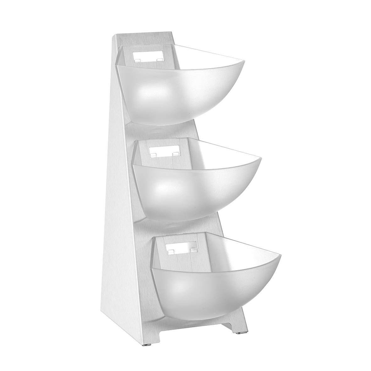 Displayställ Hendi Multirack med tre vita plastbehållare i olika storlekar