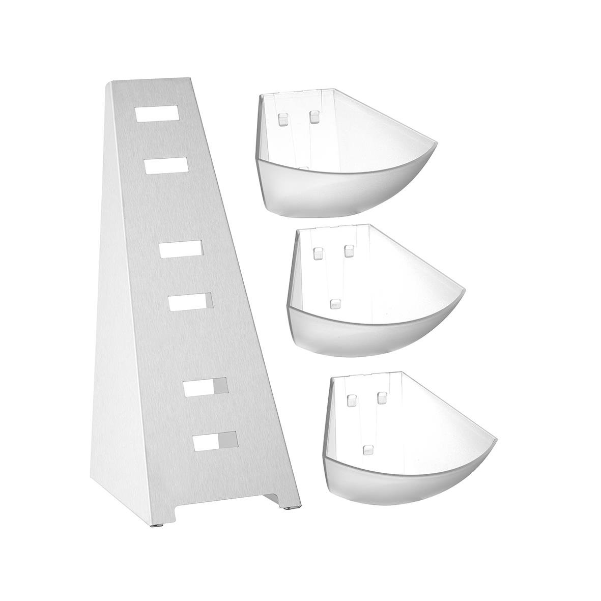 Displayställ Hendi Multirack 190x240x410mm med tre vita halvcirkelformade hyllor