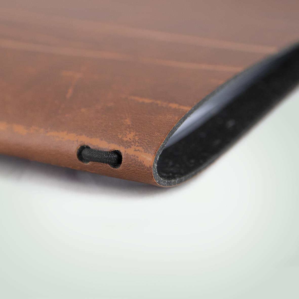 Menypärm Securit Ruga Läder Brun A4 med skavd yta och metallhål