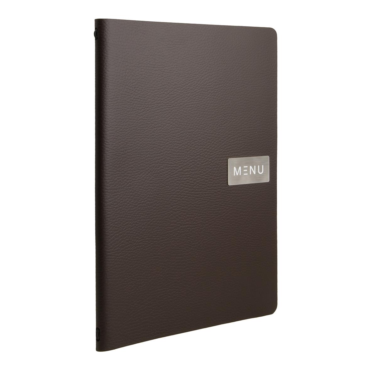 Brun menypärm Securit Raw A4 med etikett som säger MENU