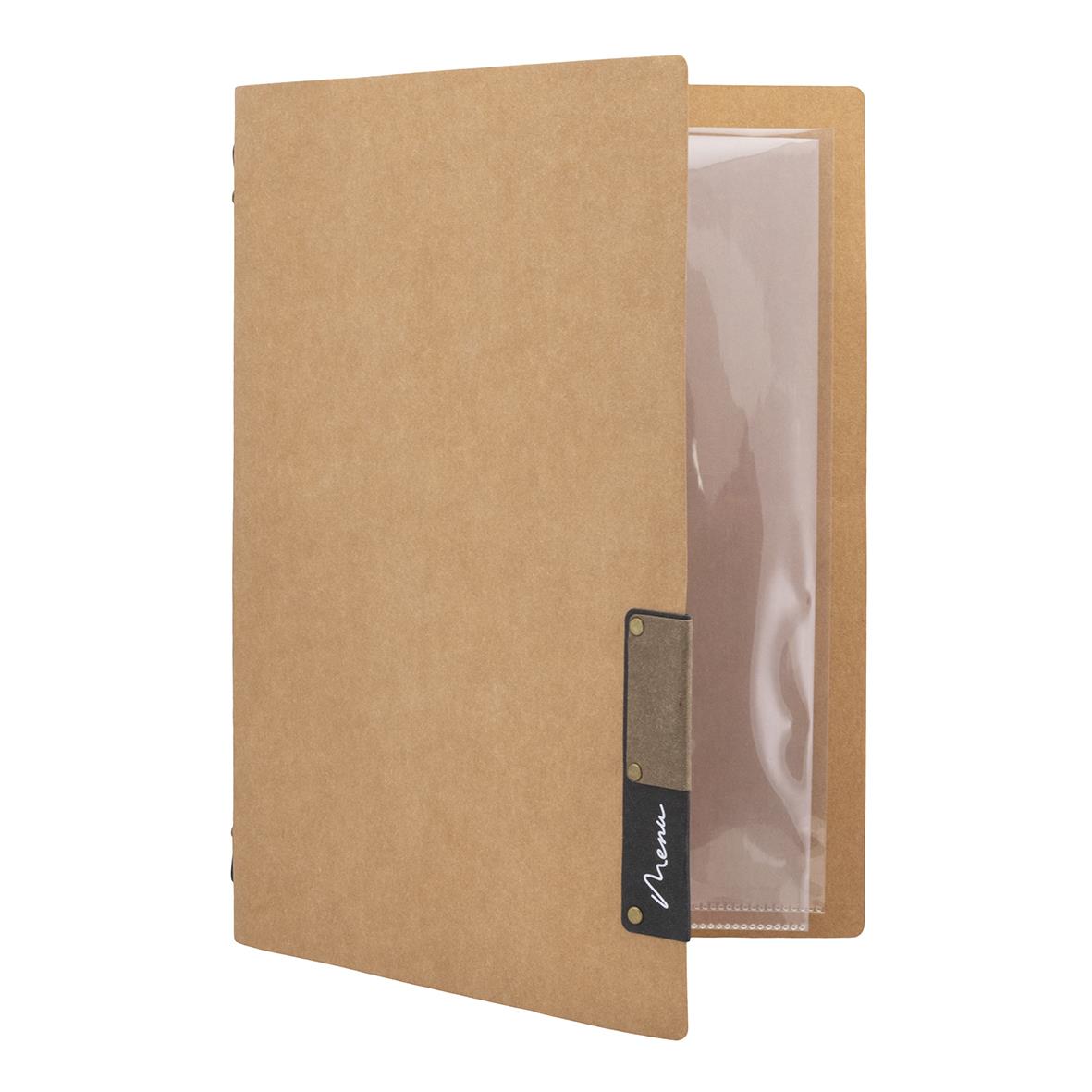 Menypärm Securit Nature Beige A4 i kartongmaterial med transparent fack för dokument