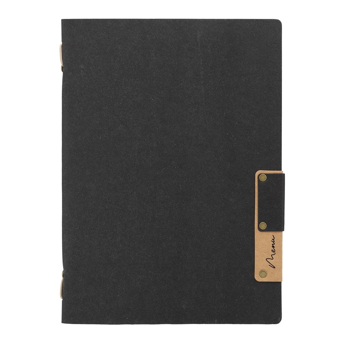 Svart menypärm i Securit Nature-serien med A5-storlek och brun etikett