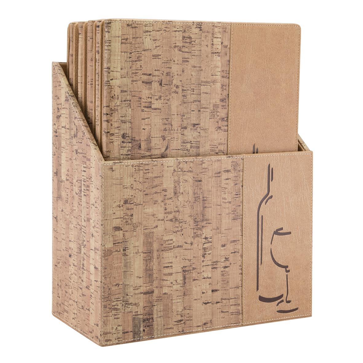 Menypärmslåda i korkdesign från Securit med flera A4-ark