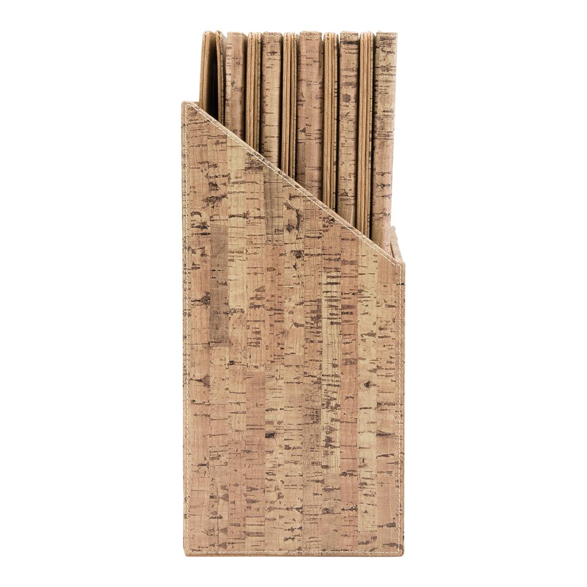 Menypärmslåda i kork med plats för A4-ark, designad av Securit