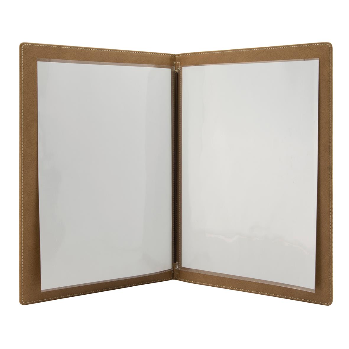 Brun menypärm med Securit Design för A4-ark, öppen och tom