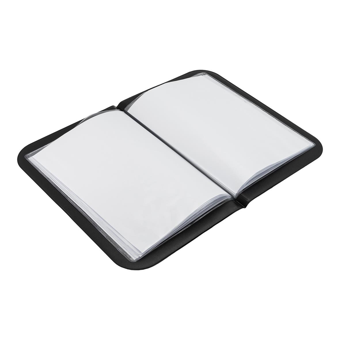 Svart menypärm Securit Essential i A5 storlek med tomma sidor