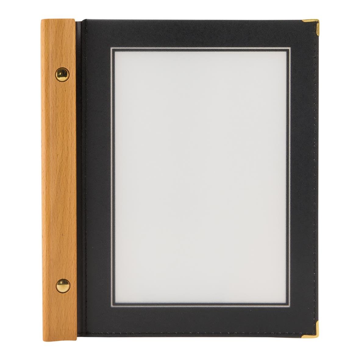 Menypärm Securit Wood Svart A5 med trädetalj