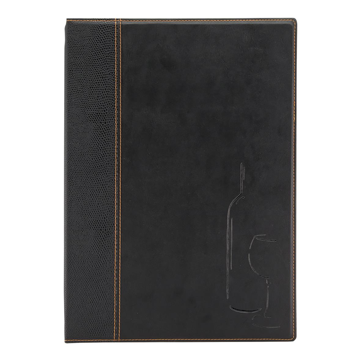 Svart vinpärm Securit Trendy i A4-storlek med svart rygg och dekorativt mönster