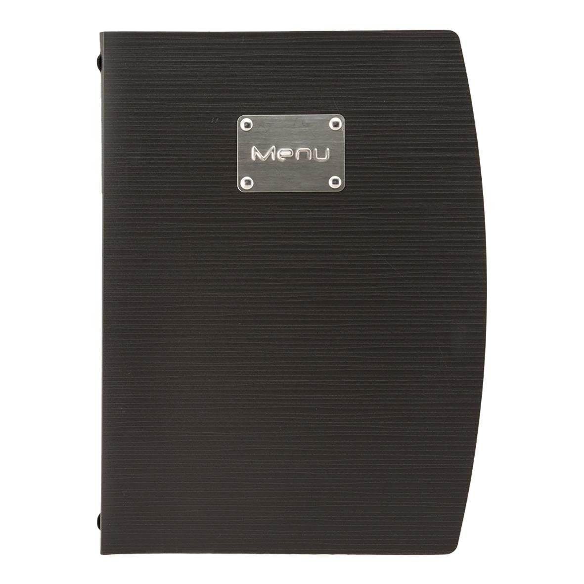 Svart menypärm Securit Rio A4 med metallskylt och 'Menu' text