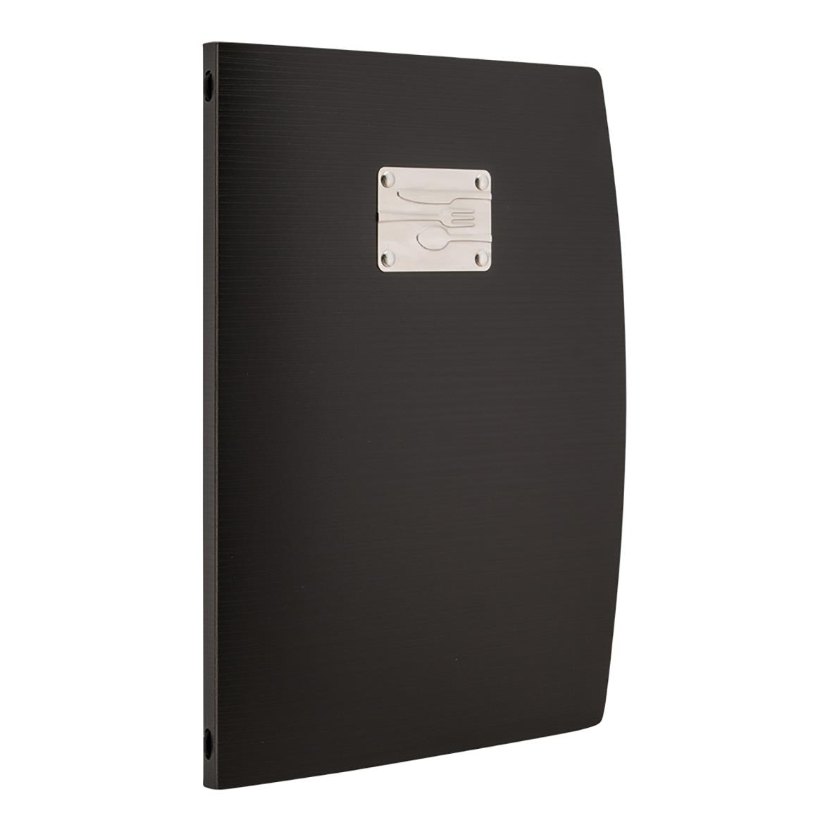 Svart menypärm med besticklogga och säkerhetsfäste, A4