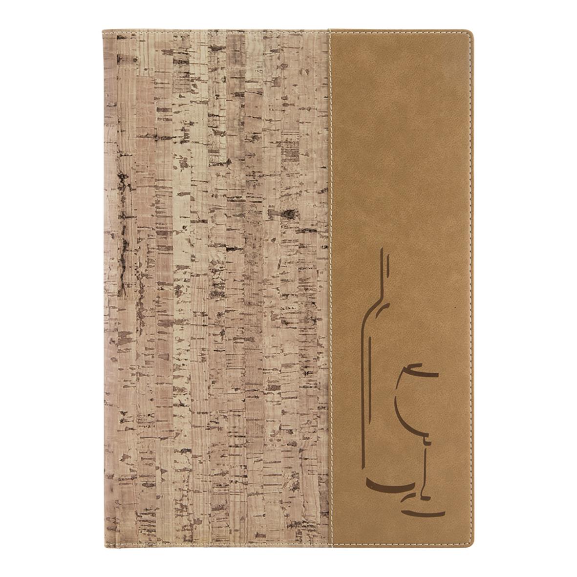 Vinpärm med design av kork och vinflaska på A4-format