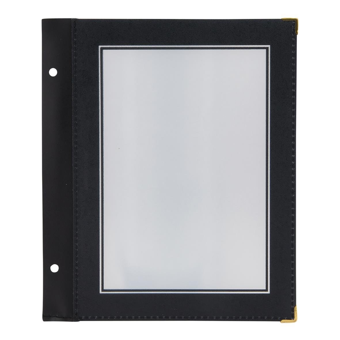 Svart plastficka för menypärm i A5 storlek med transparent fönster och säkerhetsfunktion