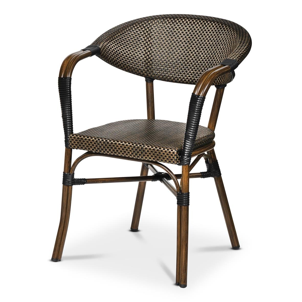 Utestol Monaco med brun och svart sits och armstöd