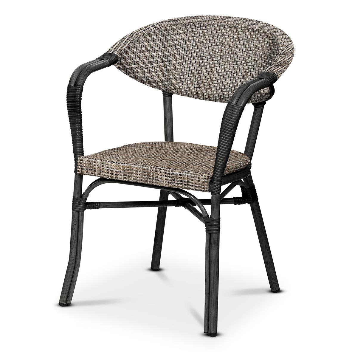 Utestol med fiberrotting Khaki Melange tyg och svart ram