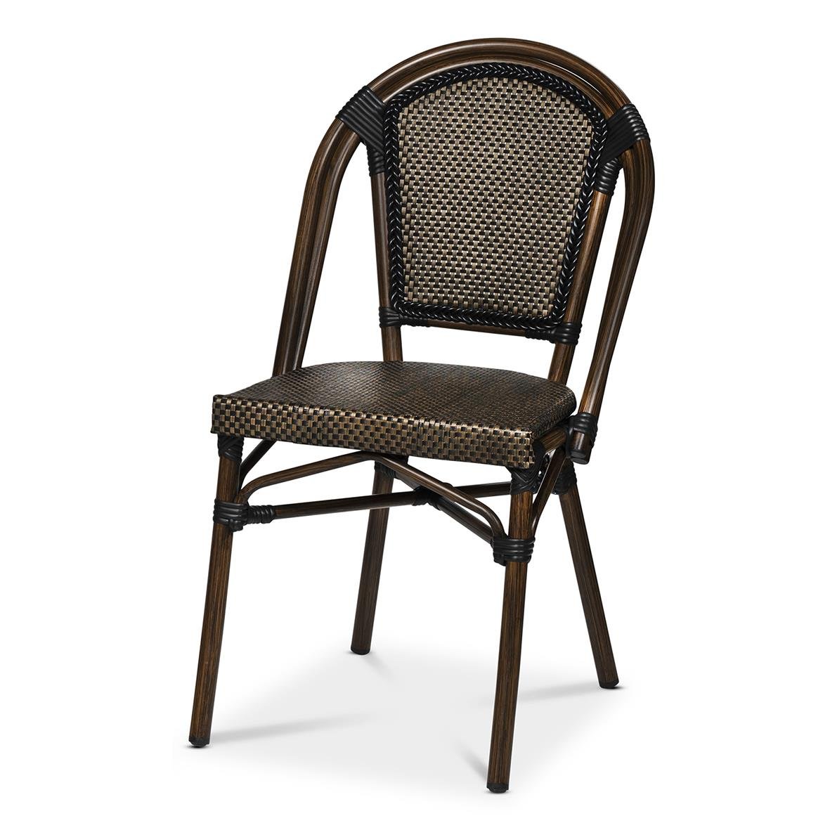 Utestol Paris Textline svart/brun med rottingdetaljer och böjd rygg