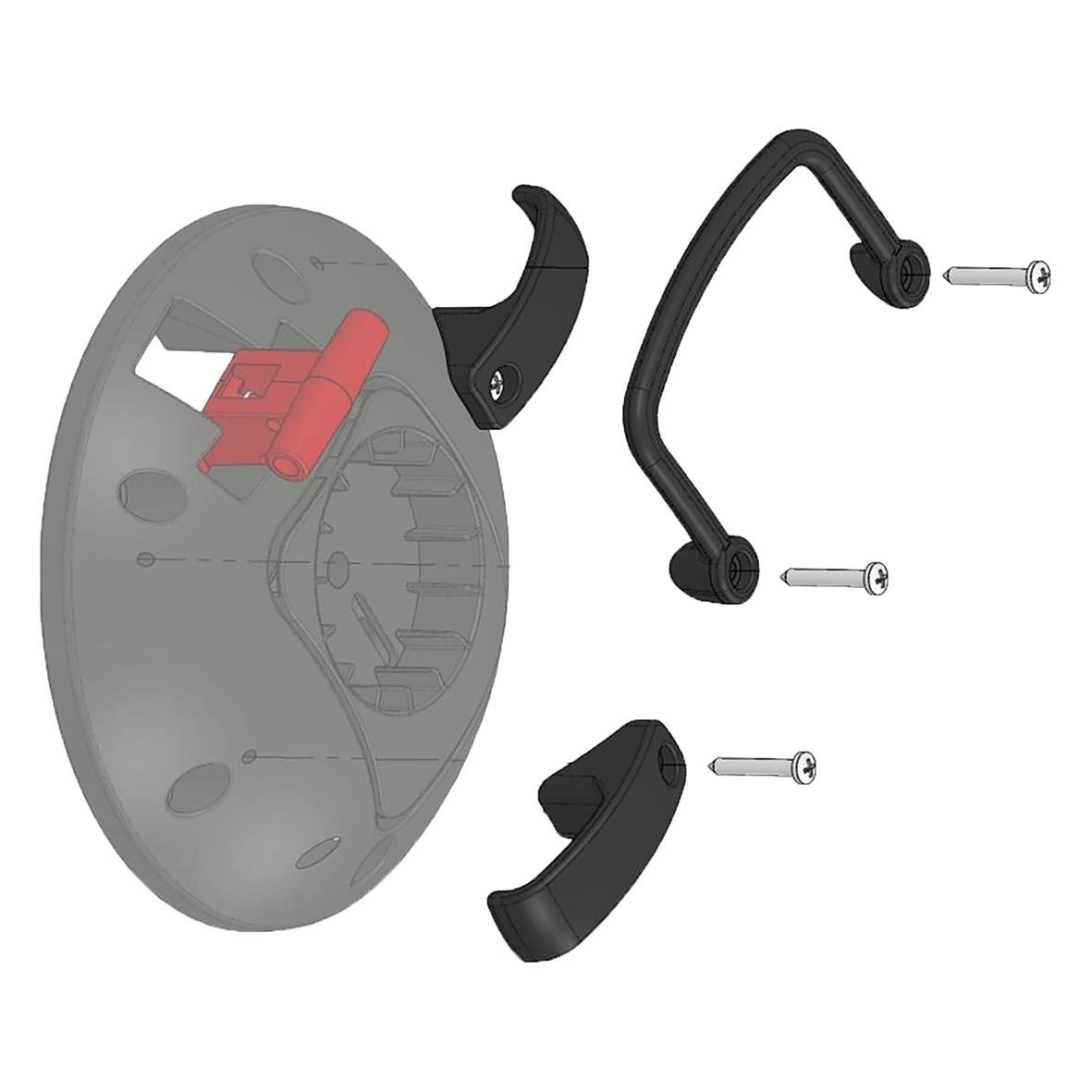 Handtag och krokar för FlipTop stabil bord, svart, med skruvar