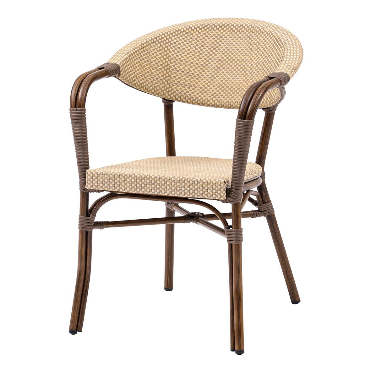 Utestol Monaco Brun/Natur med rottingdetaljer och beige sits