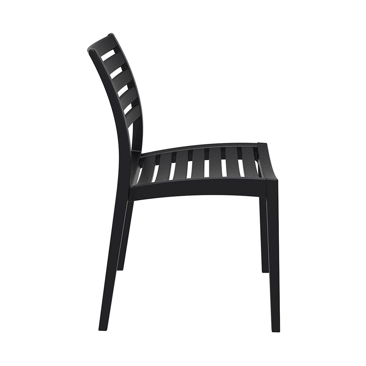 Svart stapelbar stol Ares med ryggstöd och slitsad sits