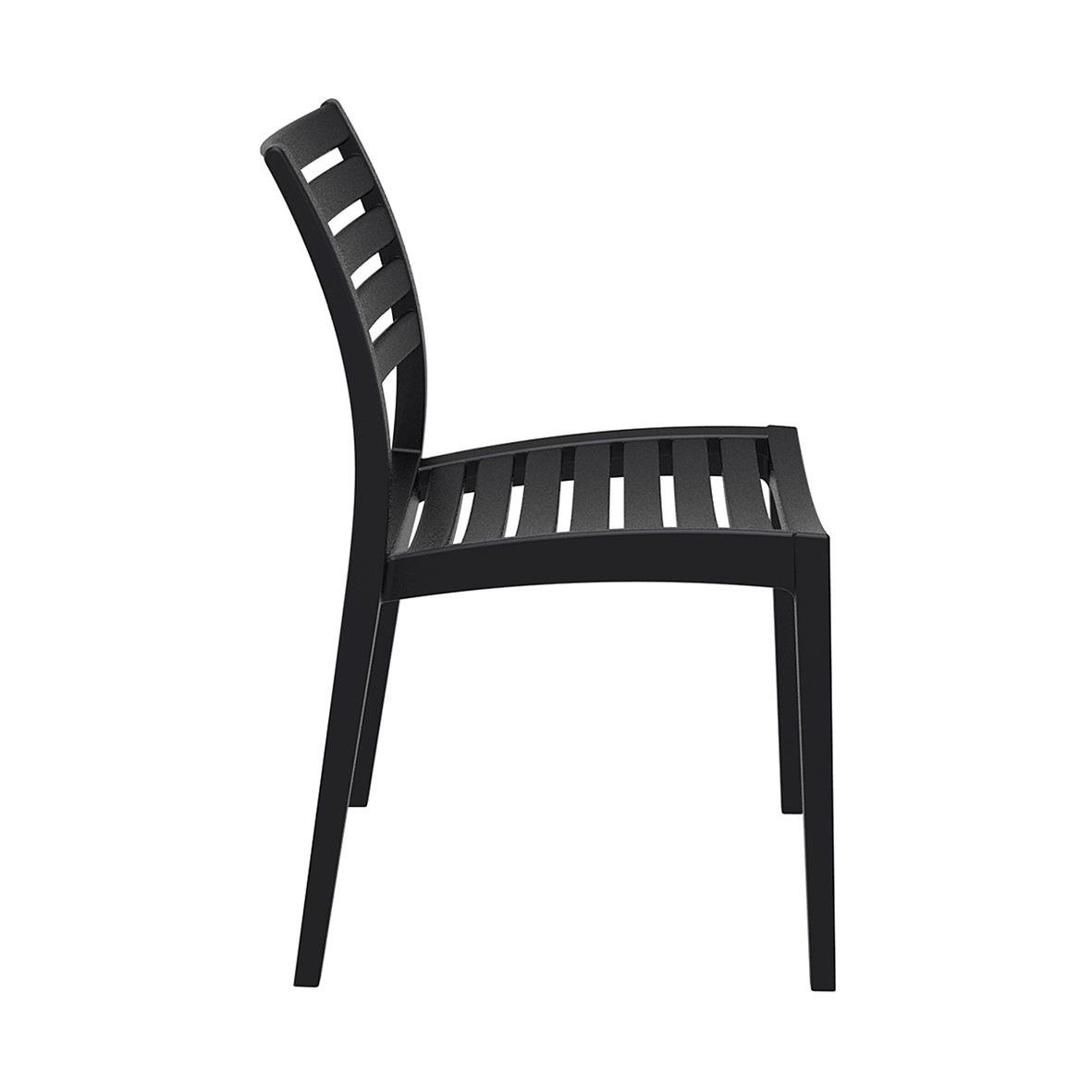Svart stapelbar stol Ares med ryggstöd och slitsad sits