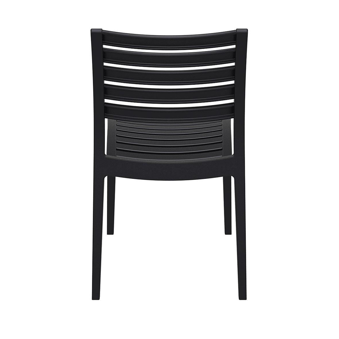 Svart stapelbar stol Ares med ryggstöd och sits i plast