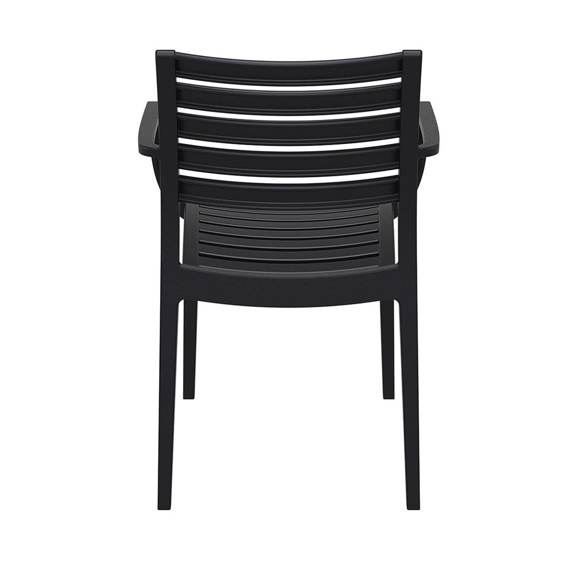 Svart Artemis stapelbar stol med armstöd