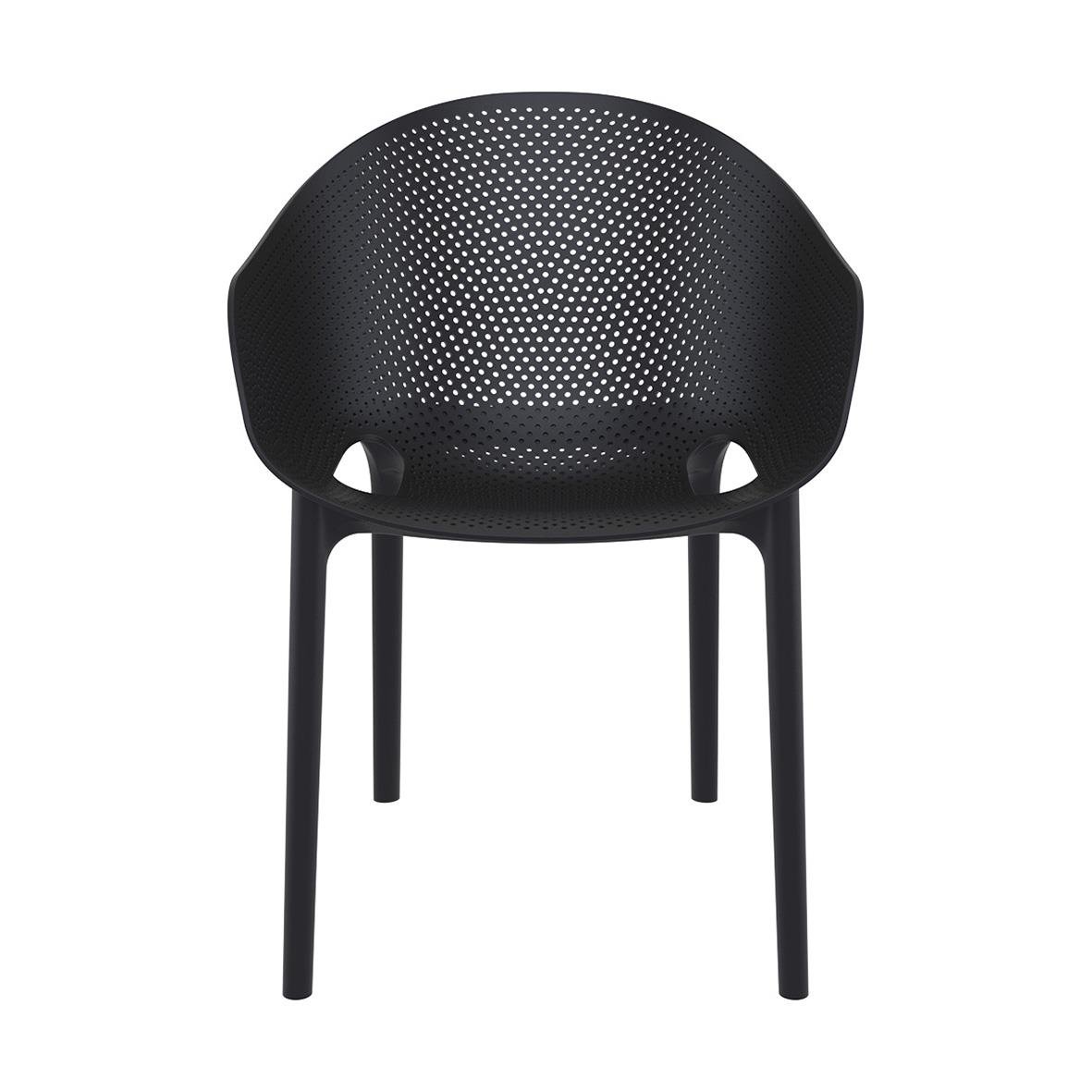 Svart stapelbar stol Sky Pro med perforerad sits och rygg