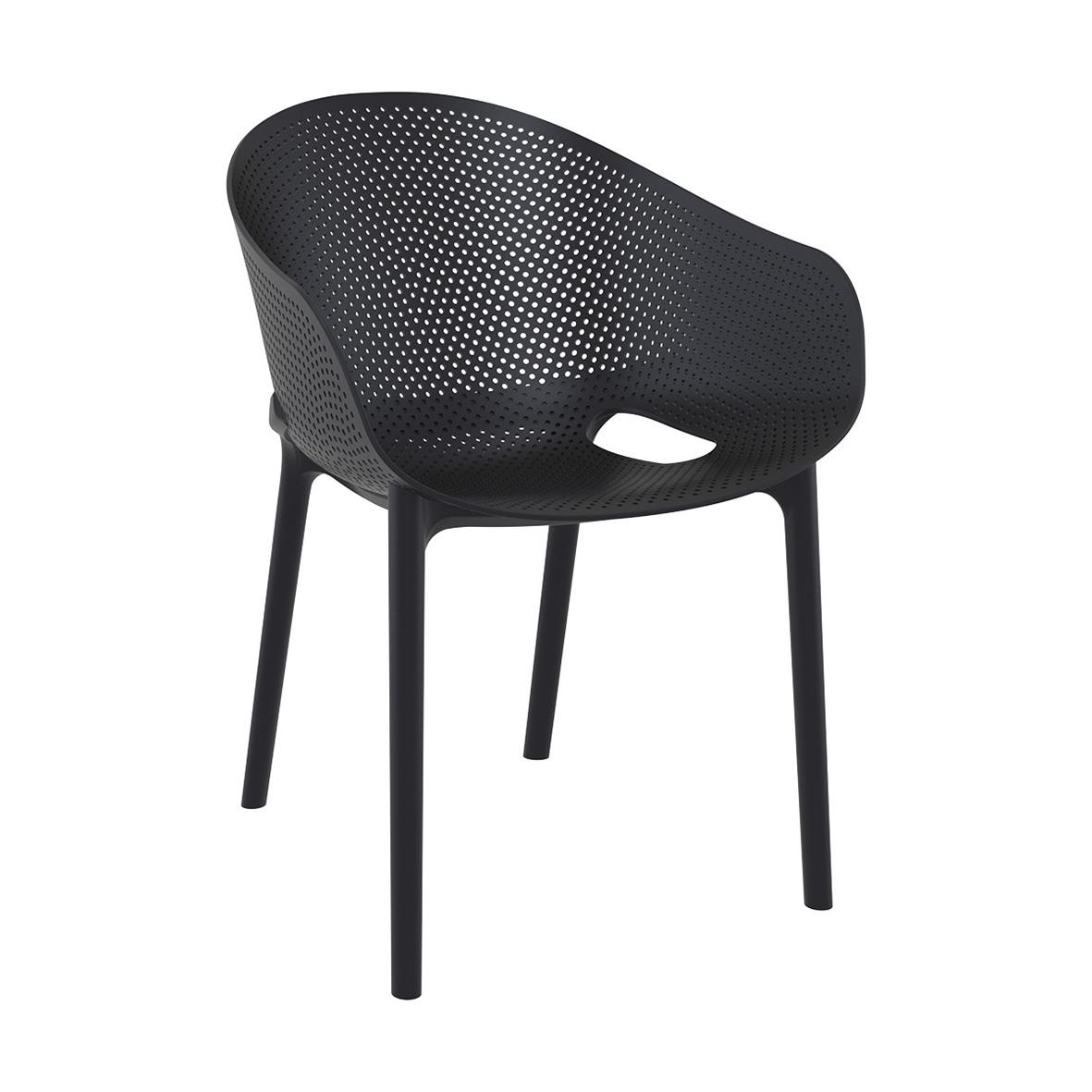 Svart stapelbar stol Sky Pro med perforerad sits och rygg