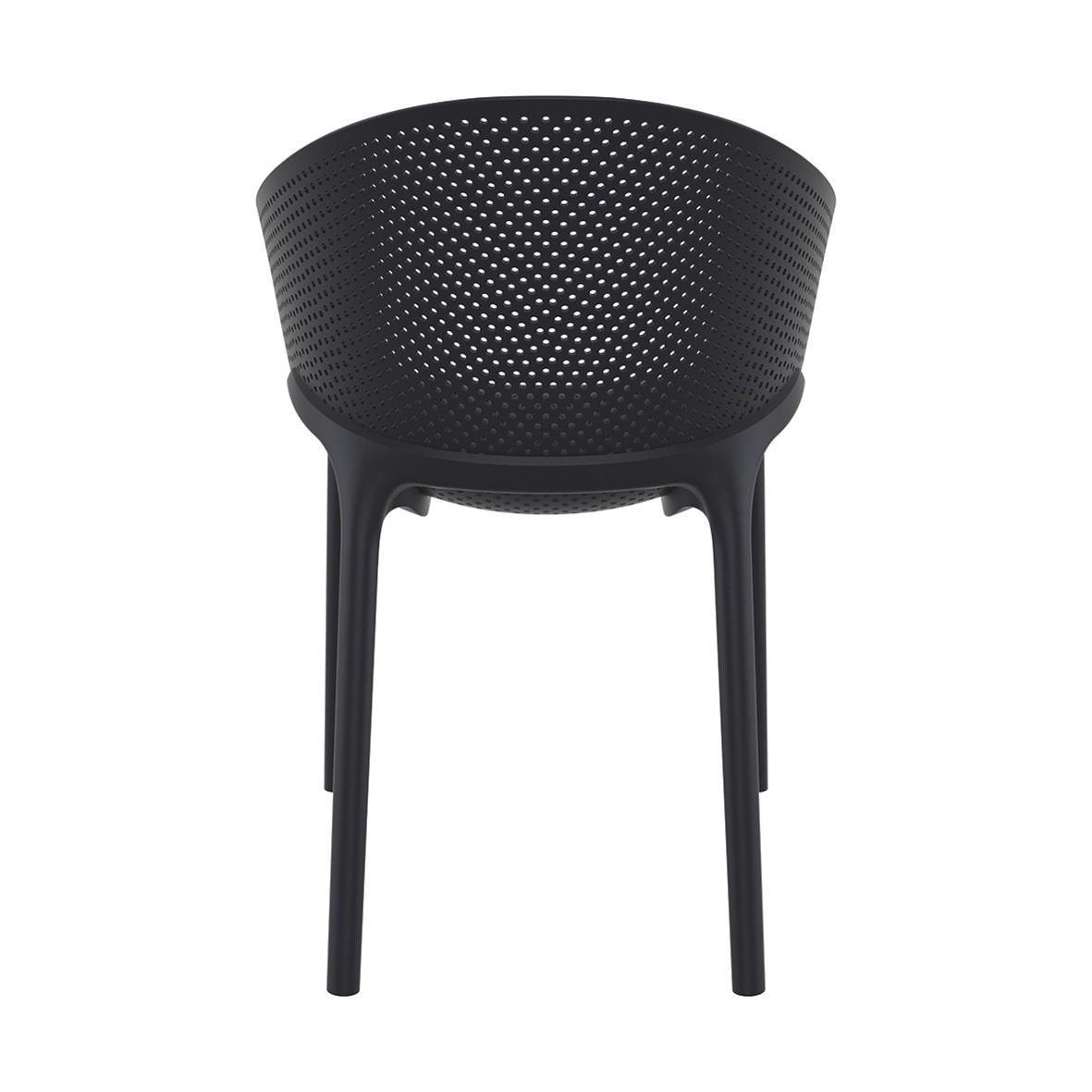 Svart stapelbar stol Sky Pro med perforerad sits och rygg