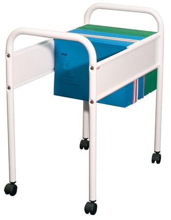 Hängmappsvagn med fyra fack och hjul, vit ram, för kontorsdokument