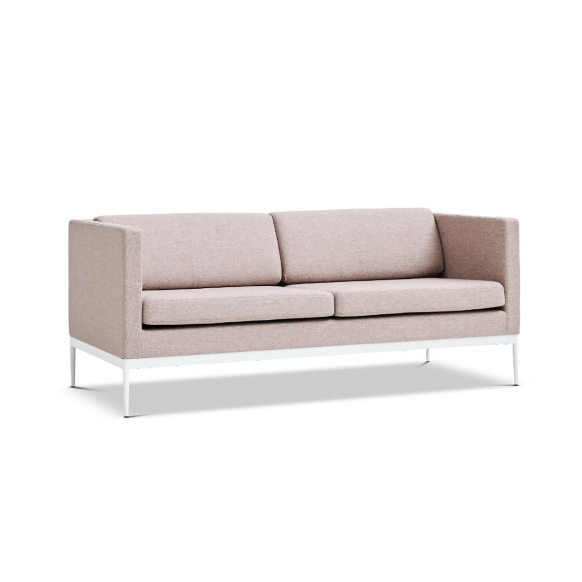 Grå Lotus Bergamo 3-sits soffa med låg rygg och vita ben