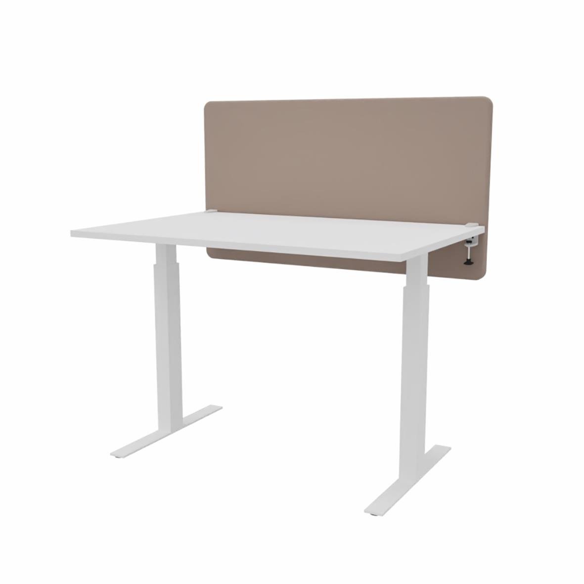 Bordsskärm ScreenIT A30 Sand med skrivbord och beige skärmvägg