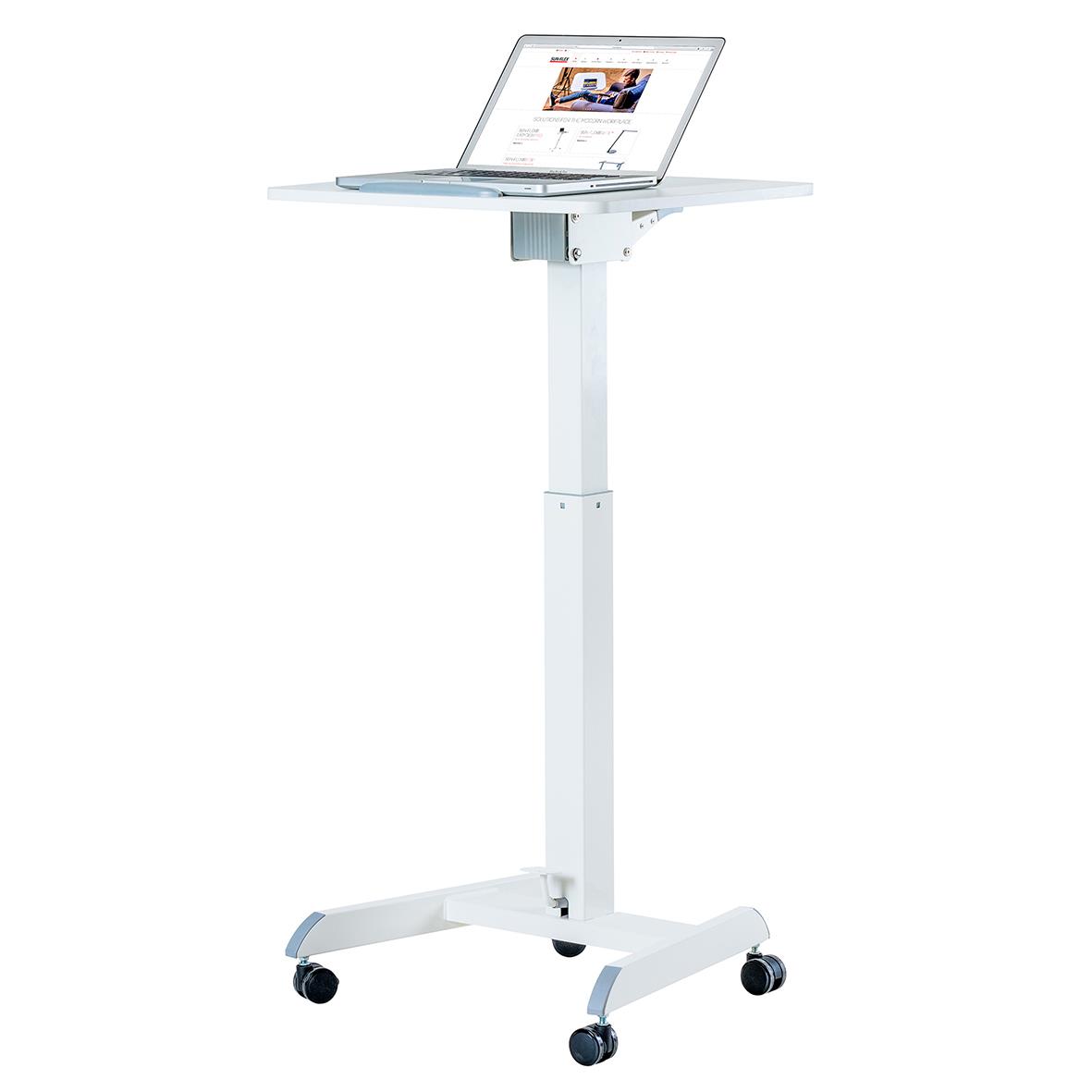 Höj- och sänkbart vit skrivbord Sun-Flex Easydesk Pro med laptopstativ och hjul