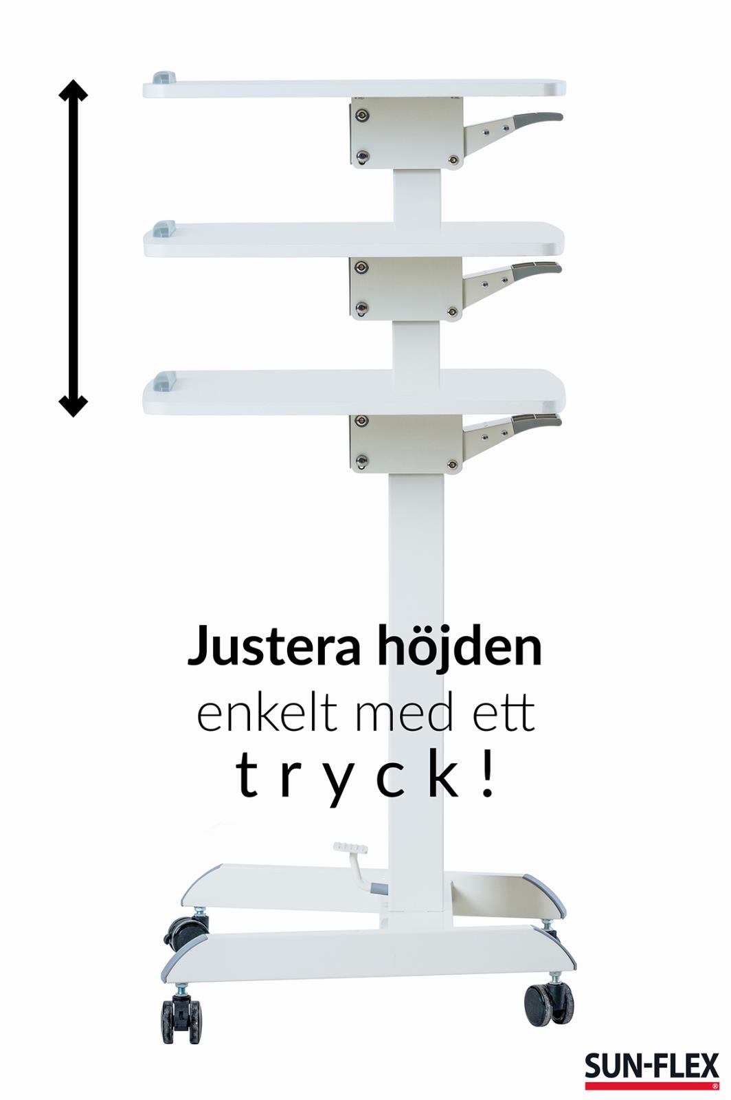 Höj- och sänkbart skrivbord Sun-Flex Easydesk Pro vit med tre nivåer och hjul, justerbar höjd enkelt med tryck