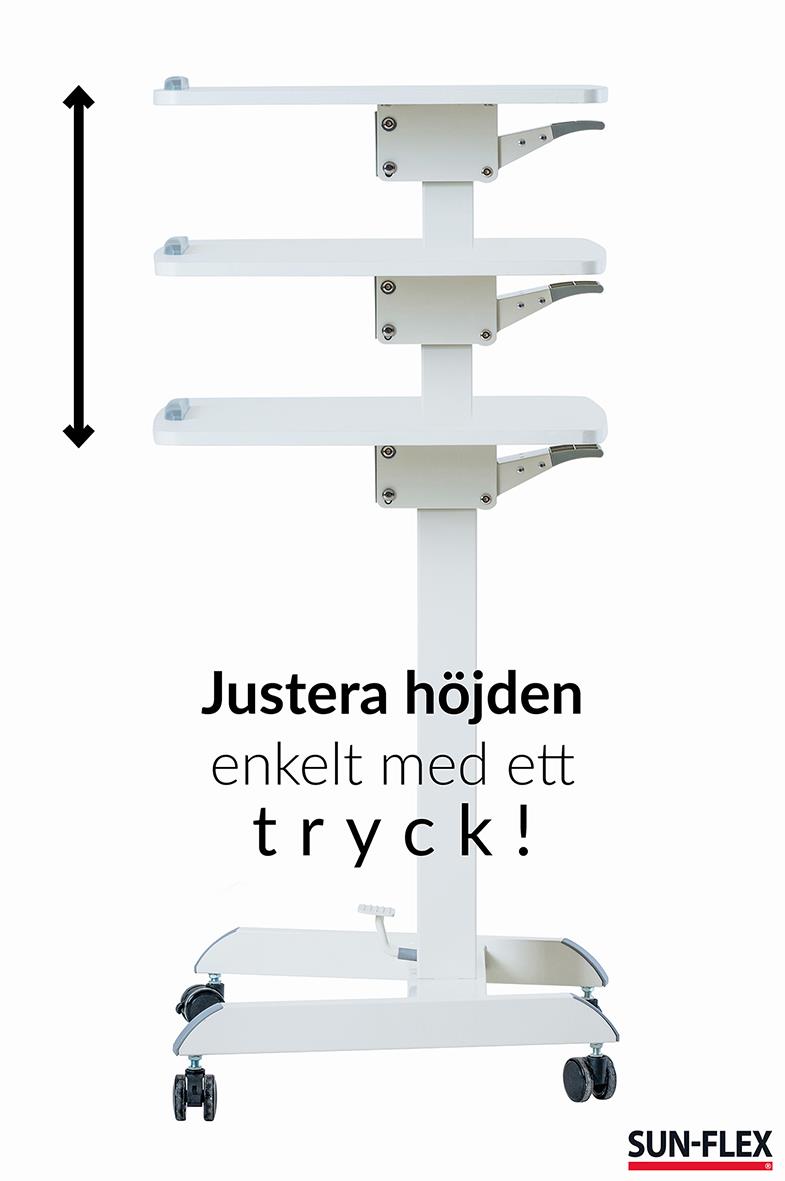 Höj- och sänkbart skrivbord Sun-Flex Easydesk Pro vit med tre nivåer och hjul, justerbar höjd enkelt med tryck