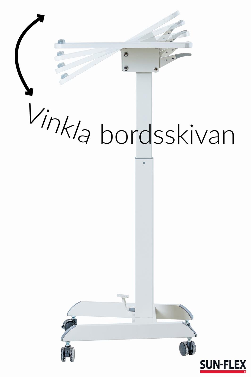 Vinklad höj- och sänkbart skrivbord Sun-Flex Easydesk Pro vit med justerbar bordsskiva
