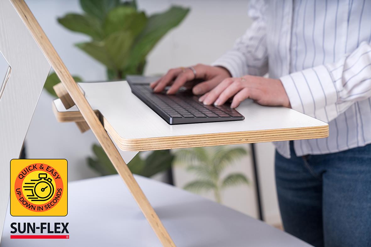 Portabelt höj- och sänkbart ståbord Sun-Flex Easydesk Rise i vitt med 10 höjdlägen