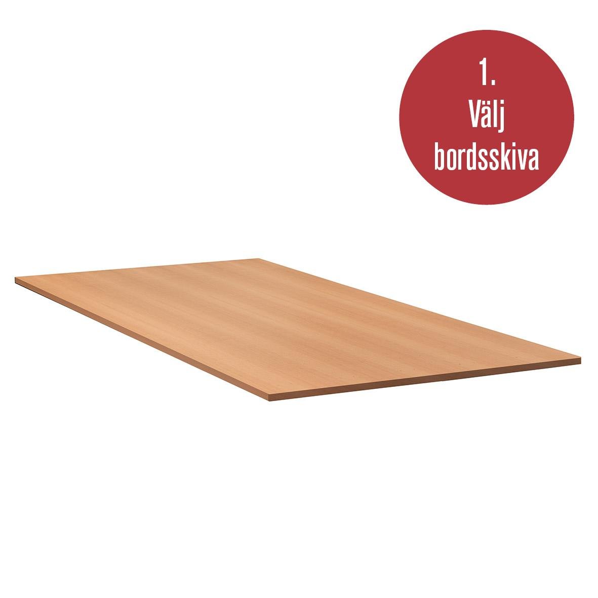 Laminatskiva i bokfärg för bord, storlek 1200x800mm, visar ett träliknande ytskikt