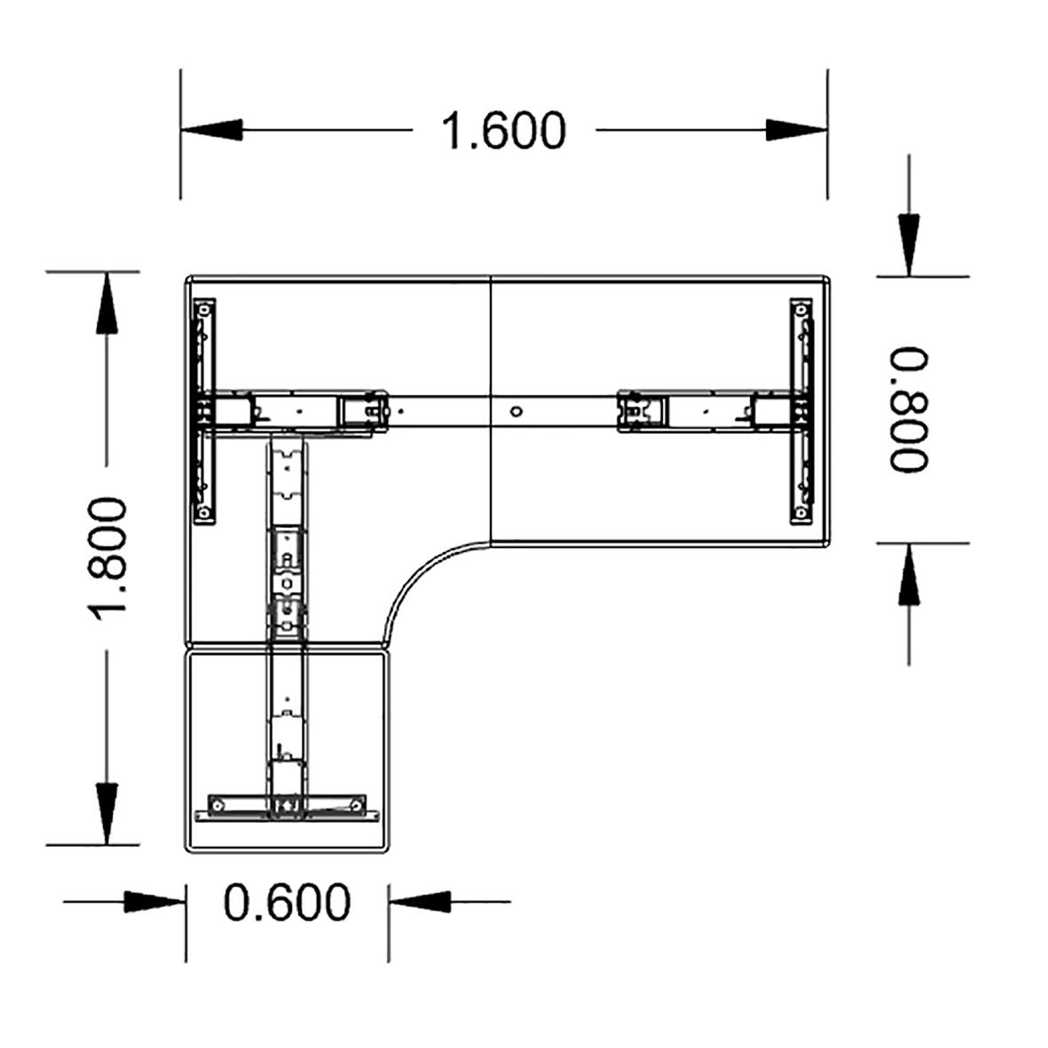 Höj-& Sänkbart skrivbord Lanab Vänster Bok/Vit 1600x1800mm 70508727_3