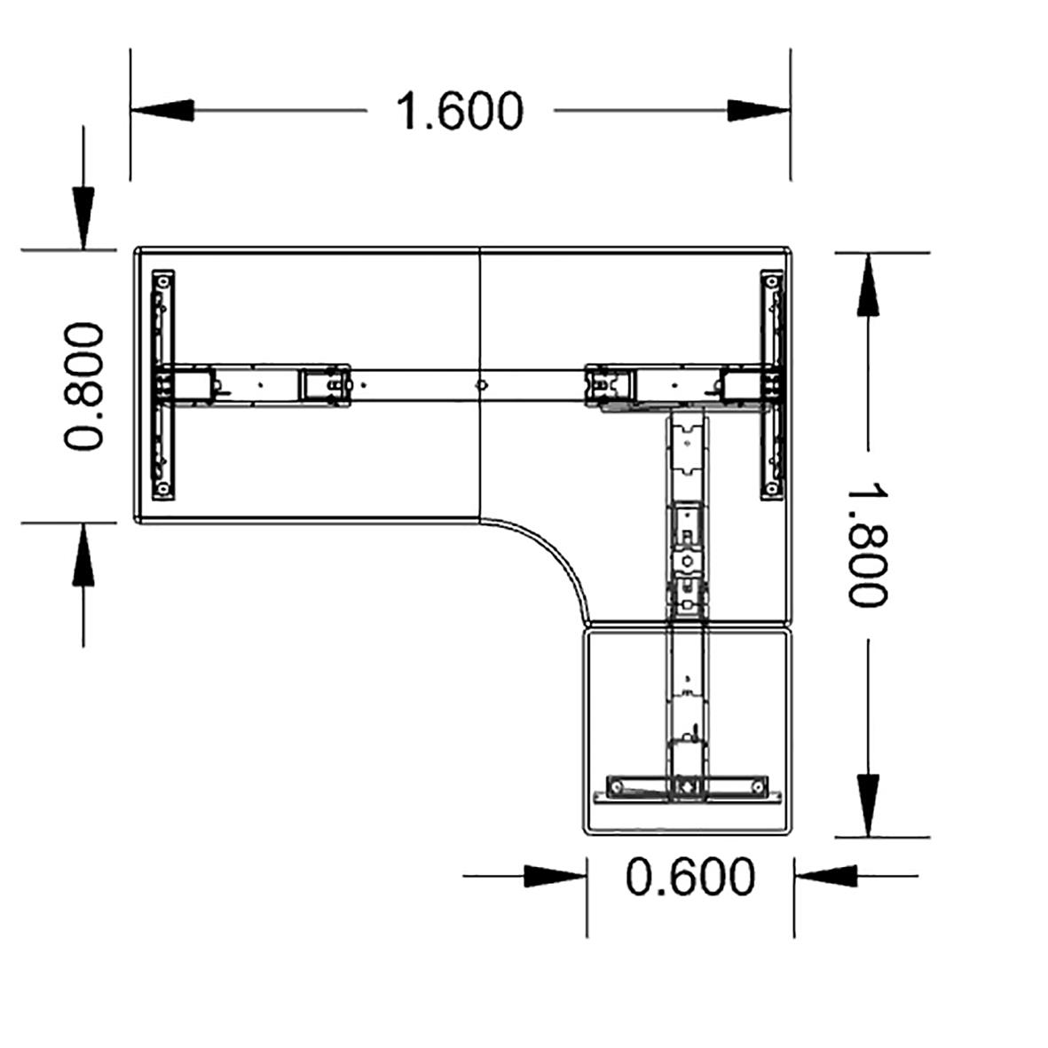 Höj-& Sänkbart skrivbord Lanab Höger Bok/Vit 1600x1800mm 70508731_3