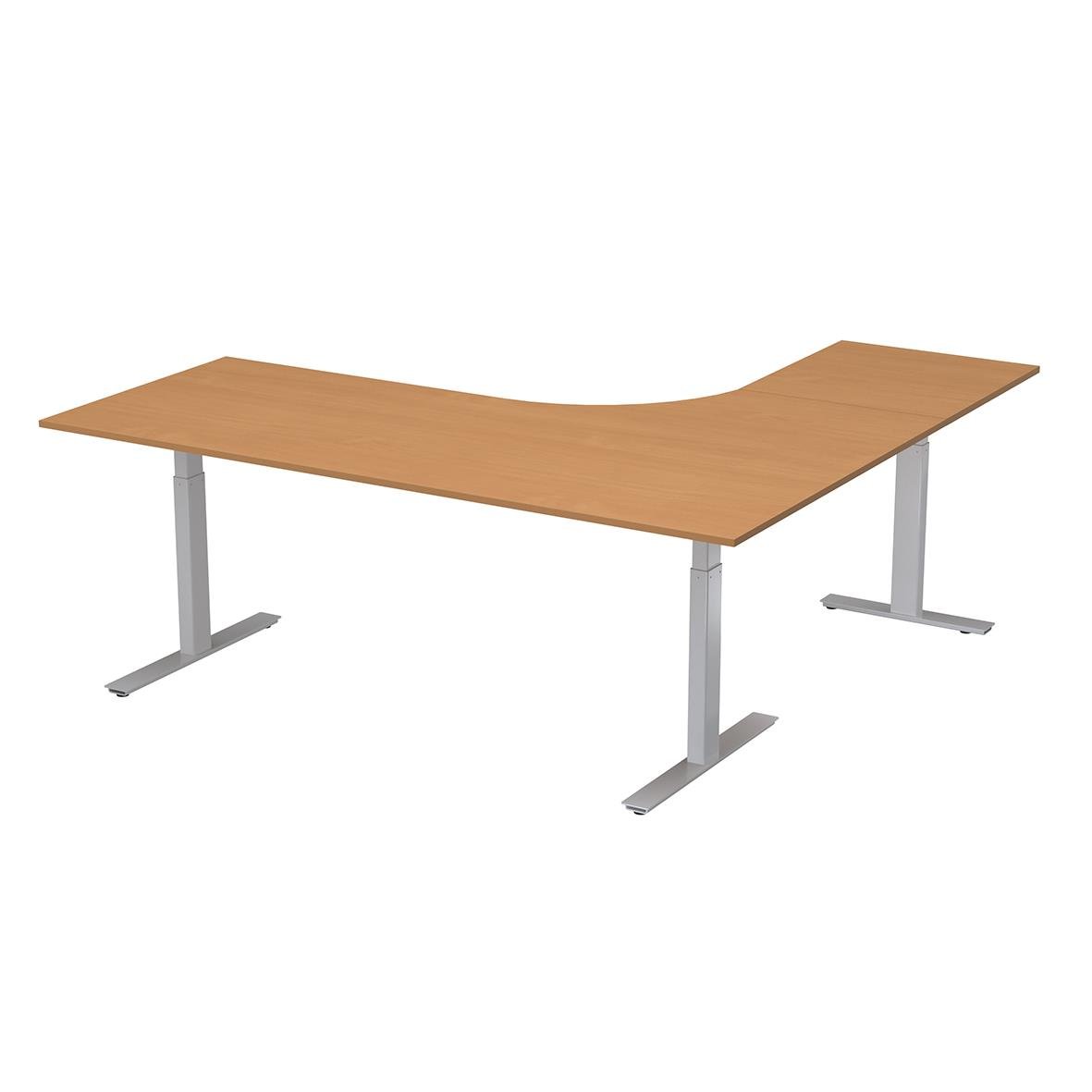 Höj- och sänkbart skrivbord Lanab Vänster Bok/Silver 1800x1800 med träskiva och justerbara ben