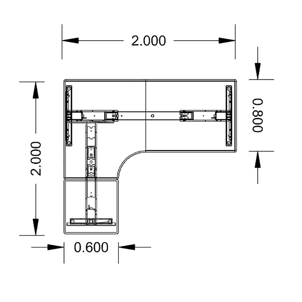 Höj-& sänkbart skrivbord Lanab Vänster Bok/Vit 2000x2000mm 70508820_3