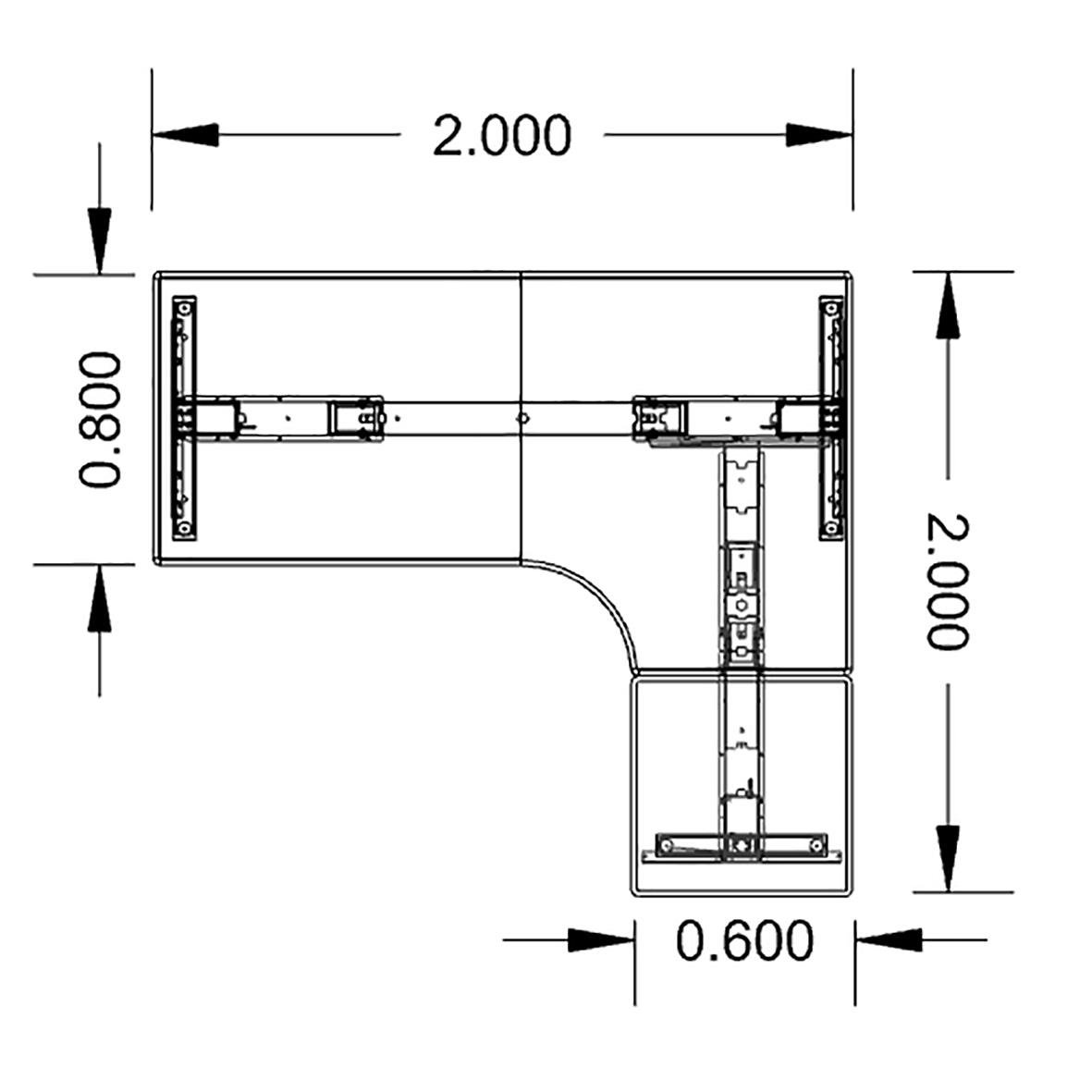 Höj-& sänkbart skrivbord Lanab Höger Bok/Vit 2000x2000mm 70508825_3