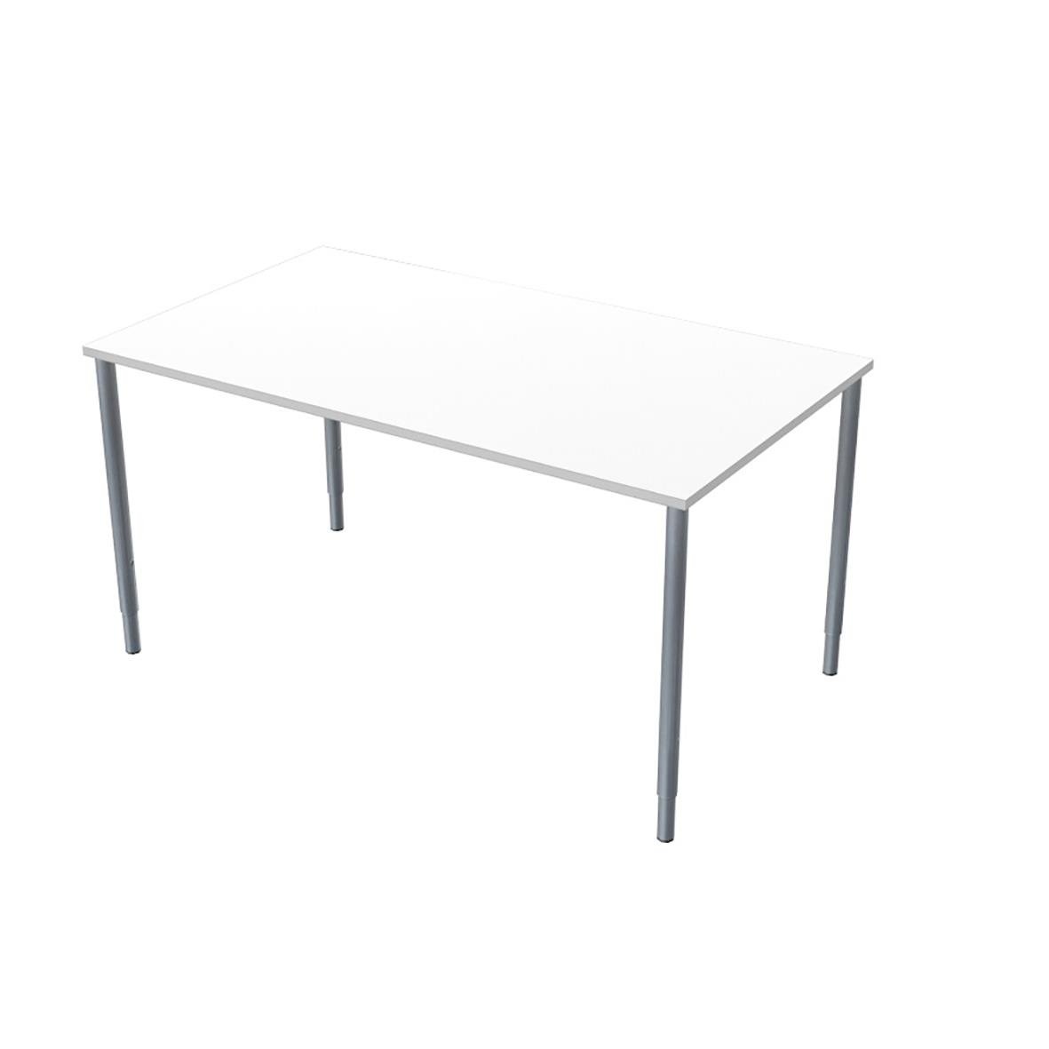 Vit utbildningsbord med laminat yta och fyra ben, storlek 1400x800mm