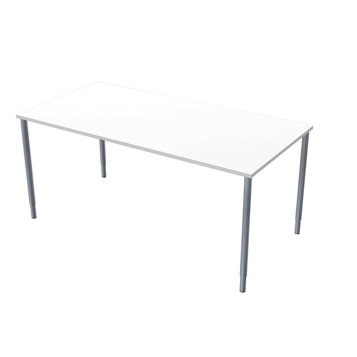Vit utbildningsbord med laminat yta och fyra ben, storlek 1600x800mm