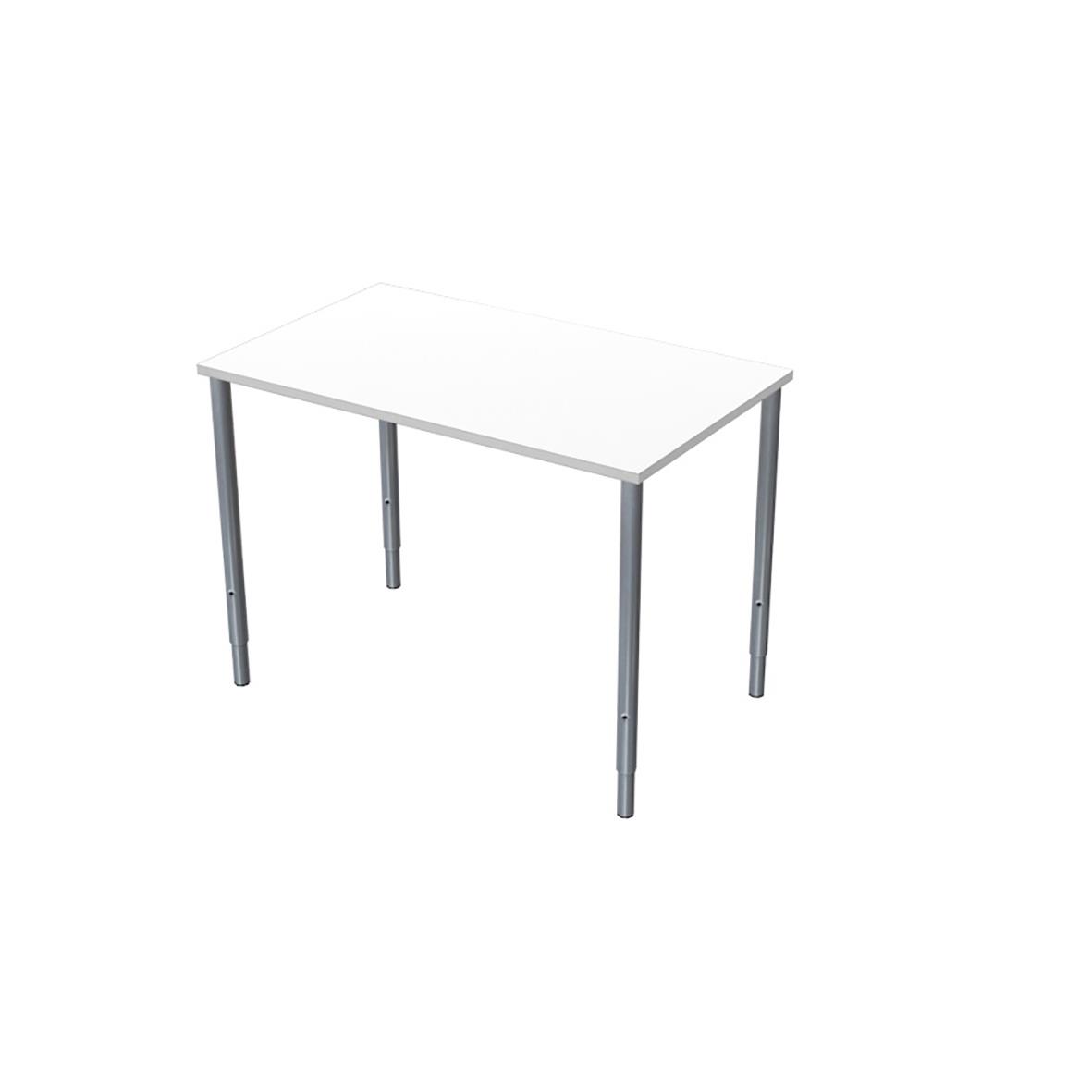 Vit utbildningsbord med laminat yta och metallben, storlek 1000x600mm